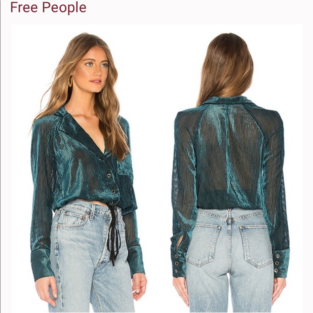 Free People Blue/Teal Top Jacket